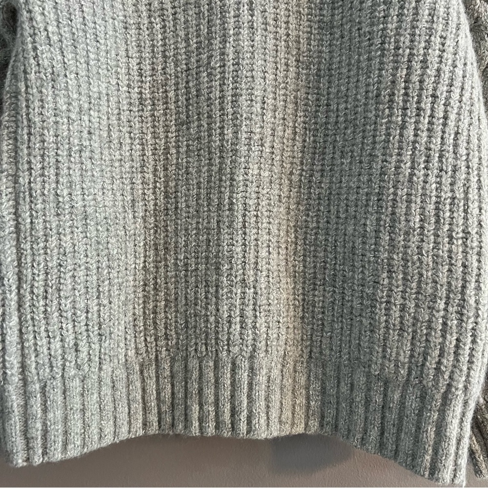 Lucky Brand Cable Knit Cardigan Sweater Wool Blend Chunky V-neck Pockets Gray M - Picture 10 of 16